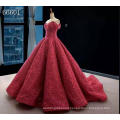 Jancember RSM66601 Red Off Shoulder Formal Applique Luxury Evening Dress Gown